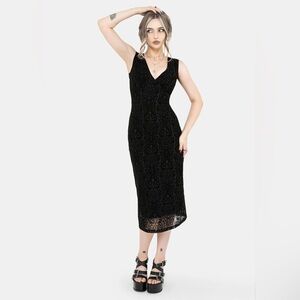 Disturbia Disrupt Dragon Black Lace Midi Dress